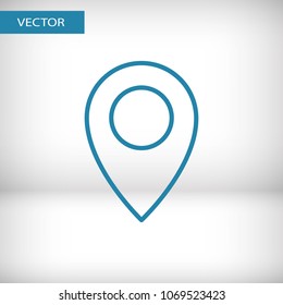 Map pin icon vector illustration. Linear symbol with thin outline. The thickness is edited. Minimalist style.