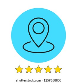 Map pin icon vector illustration. Linear symbol with thin outline. The thickness is edited. Minimalist style.