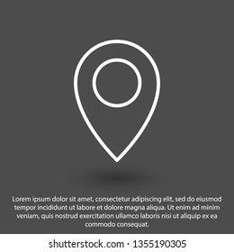 Map pin icon vector illustration. Linear symbol with thin outline. The thickness is edited. Minimalist style.