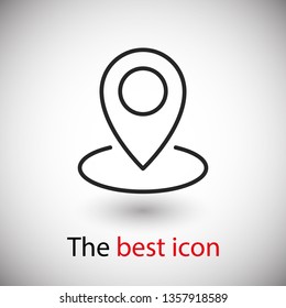 Map pin icon vector illustration. Linear symbol with thin outline. The thickness is edited. Minimalist style.