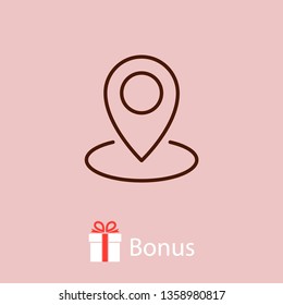 Map pin icon vector illustration. Linear symbol with thin outline. The thickness is edited. Minimalist style.