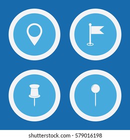 Map Pin Icons In Blue Circles. Simple Vector Symbols