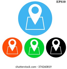 Map pin icons colored set.Map pointers on white background vector illustration