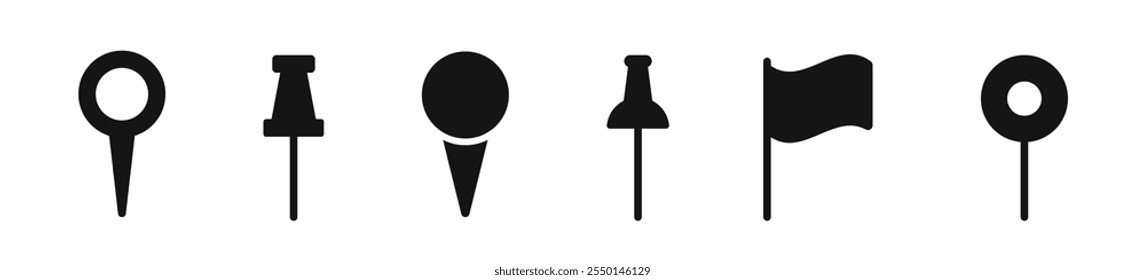 Map pin icons. Location map pin icons set. Map marker collection. Location pointer icons. Map pin place marker. GPS location symbol