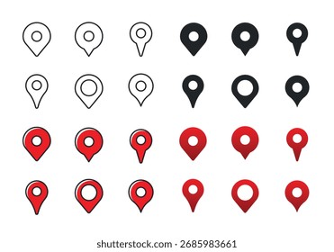 Ícones de PIN do Mapa. Coleção de ícones de várias séries