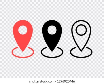 Map pin icons set. Location sign. Navigation map, gps concept. Vector illustration.