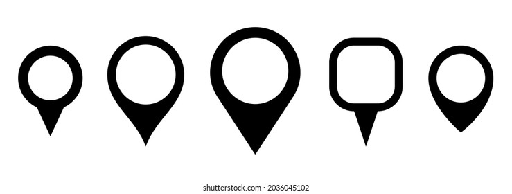 Ajuste de iconos de pin de mapa. icono del vector simple del pin de ubicación. Símbolos modernos del puntero del mapa aislados. ilustración vectorial