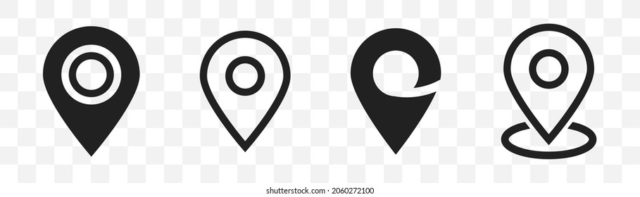 Map pin icons set. Location pin. Map pointer or marker. EPS 10.