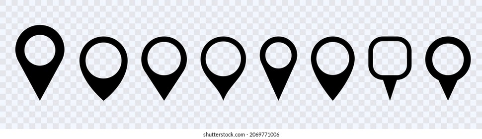 Map pin icons set. location pin simple vector symbols