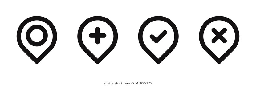 Map pin icons set. location and pointer symbol. Vector illustration.