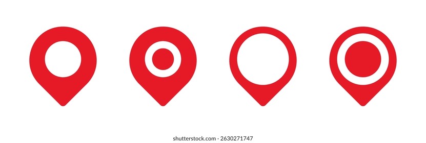 Conjunto de iconos de pin de mapa. símbolo de ubicación y puntero. Ilustración vectorial.