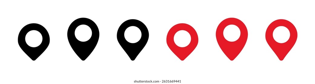 Map pin icons set. location and pointer symbol. Vector illustration.