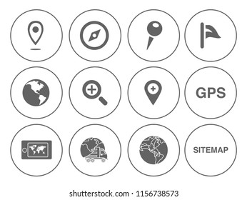 Map pin icons set - navigation marker - travel gps sign & symbols 