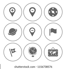 Map pin icons set - navigation marker - travel gps sign & symbols 