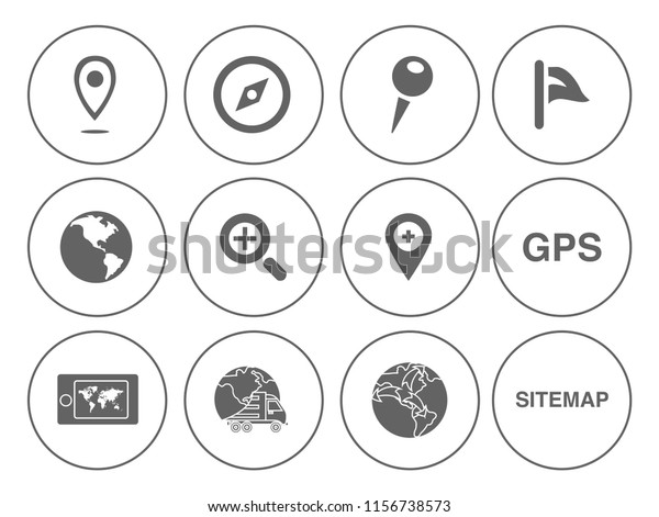 マップピンアイコンセット ナビゲーションマーカー トラベルgps記号 のベクター画像素材 ロイヤリティフリー