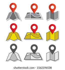 Map pin icons set, vector isolated on white background. Eps 10