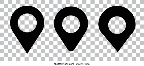 Map pin icons in various shapes. Vectors.