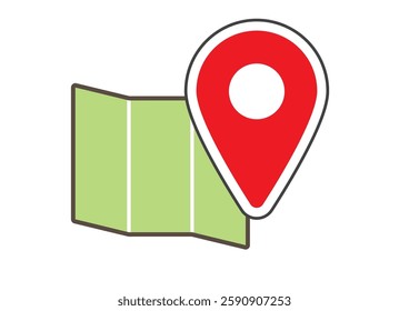 Map and Map Pin Illustration