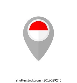 Map pin with the Indonesian flag. 