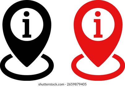 Map pin with info icon.  information desk location pin. Map pointer. Map markers. Street pin for info icon. information Navigation
