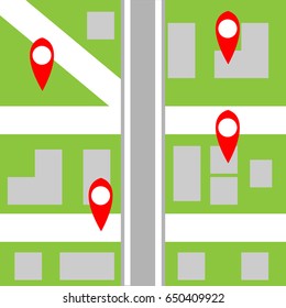 Map with pin. Infographic. Vector illustration.