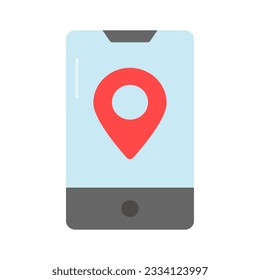 Map pin inside mobile showing vector of mobile location