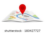 Map with a pin isolated on white. Fully transparent. Any background can be used. 