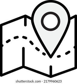 Mapa con un pin aislado en blanco. Icono de mapa. icono de mapa blanco. Icono de mapa del plan en fondo aislado de estilo moderno