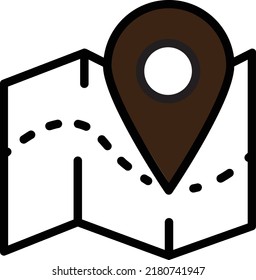 Map with a pin isolated on white. Map icon. brown map icon. Plan map Icon In Trendy Style Isolated Background