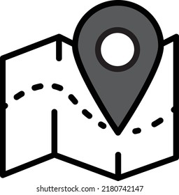 Map with a pin isolated on white. Map icon. gray map icon. Plan map Icon In Trendy Style Isolated Background