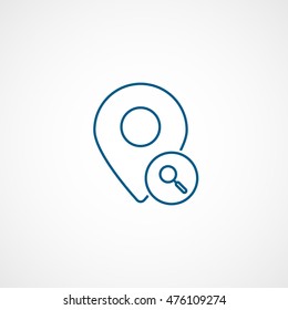 Map Pin Key Blue Line Icon On White Background