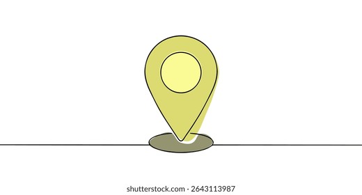 Map pin line background. One line drawing background. Continuous line drawing of GPS icon. Editable line.