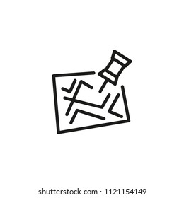 Map and pin line icon. City plan, badge, pointer. Navigation concept. Can be used for topics like location, address, route, roadmap
