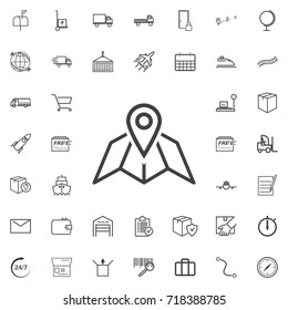map pin line icon logistics transportation parcel shipping delivery icons set Flat isolated on the white background. Vector illustration.Trendy style for graphic design logo