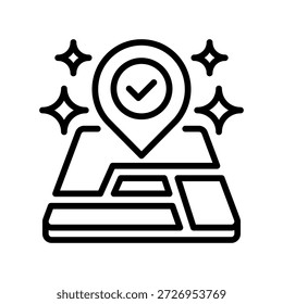 Ícone da Linha do Pin do Mapa, Símbolo de Estrutura de Tópicos para Controle de Localização, Navegação GPS, Ponto de Destino, Marcador de Endereço e Posição Geográfica. Ícone de sinal vetorial.
