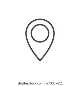 Map pin line icon, outline vector sign, linear style pictogram isolated on white. Location point symbol, logo illustration. Editable stroke. Pixel perfect graphics