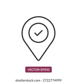 Icono de línea de pin de mapa. Pixel perfecto aislado sobre fondo blanco. Ilustración vectorial