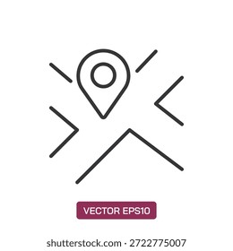 Icono de línea de pin de mapa. Pixel perfecto aislado sobre fondo blanco. Ilustración vectorial