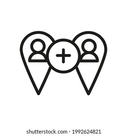 Map pin line icon in trendy style. Stroke vector pictogram isolated on a white background. Map pin premium outline icons.