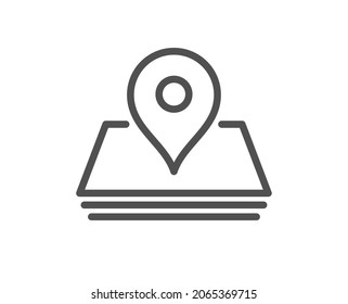 Map pin line icon. Trip point sign. Journey location pointer symbol. Quality design element. Linear style pin icon. Editable stroke. Vector