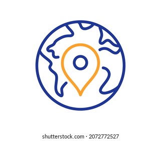 Map pin line icon. Trip point sign. Journey location pointer symbol. Colorful thin line outline concept. Linear style pin icon. Editable stroke. Vector