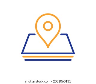 Map pin line icon. Trip point sign. Journey location pointer symbol. Colorful thin line outline concept. Linear style pin icon. Editable stroke. Vector