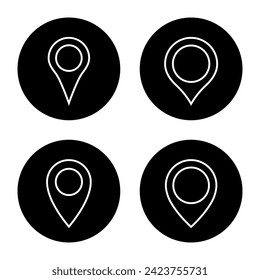 Map pin line icon vector on black circle