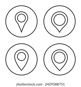 Map pin line icon vector on circle outline. Location marker sign symbol