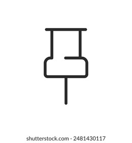 Map-Pin, lineares Stilsymbol. Markieren eines bestimmten Punkts auf einer Karte mit einem Push-Pin. Bearbeitbare Strichbreite