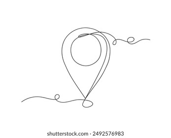 Map pin location continuous one line art decoration vector illustration on white background.