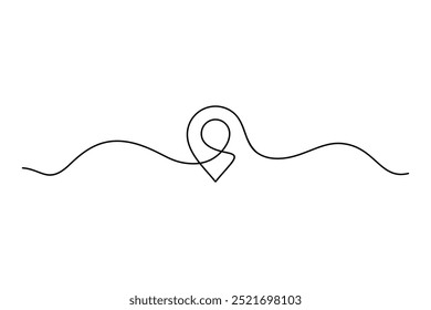 map pin or location. continuous one line drawing of map pin or location. map pin or location pin with single line route or way. vector illustration.