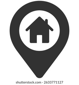 Map Pin and Location with House Icon. GPS Pointer, Address Symbol, Flat and Outline Vector Collection for Navigation and Map Isolated on Transparent