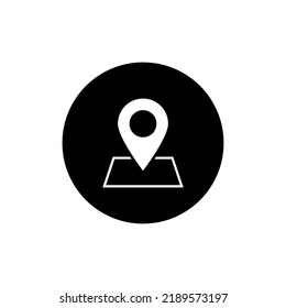 Map pin location icon in black round