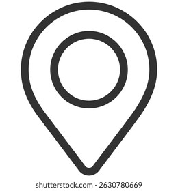 Ícone de Localização e Pin do Mapa. Ponteiro GPS, Símbolo de Endereço, Conjunto de Vetores Simples e de Contorno para Navegação e Mapa Isolado em Transparente